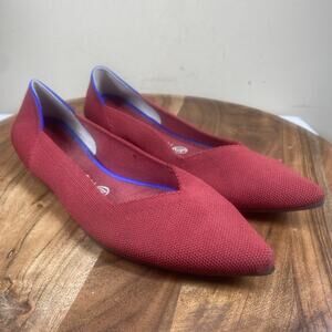 Rothys The Point Chili Red Womens Red Size 9.5 Slip On Ballet Flats Shoes